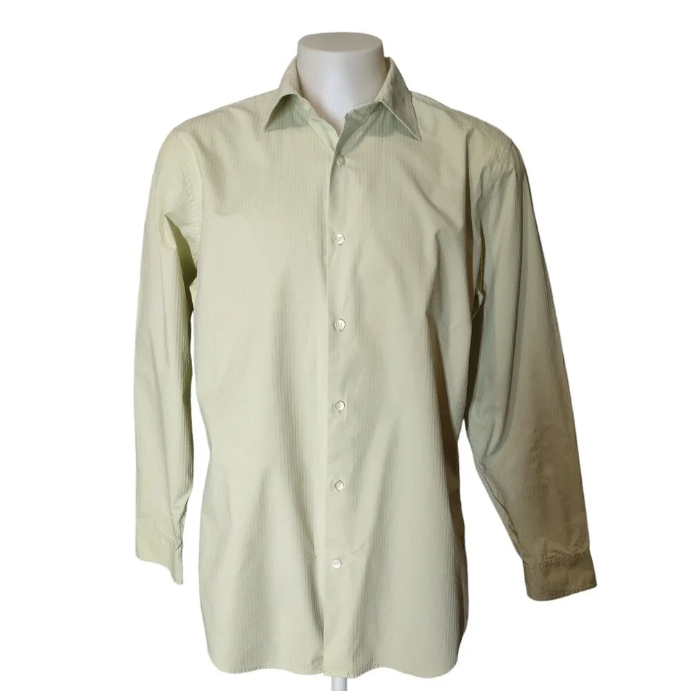 Banana Republic Shirt Mens Large Norm Core Light Green Classic Fit Stripe Office